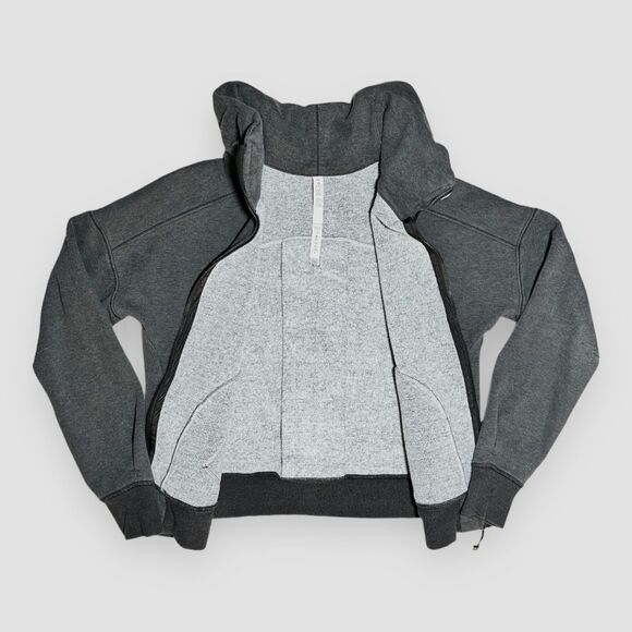 Lululemon Hug It Out Full Zip Sweater Funnel Neck Heathered Black/Grey 12 - Picture 4 of 16